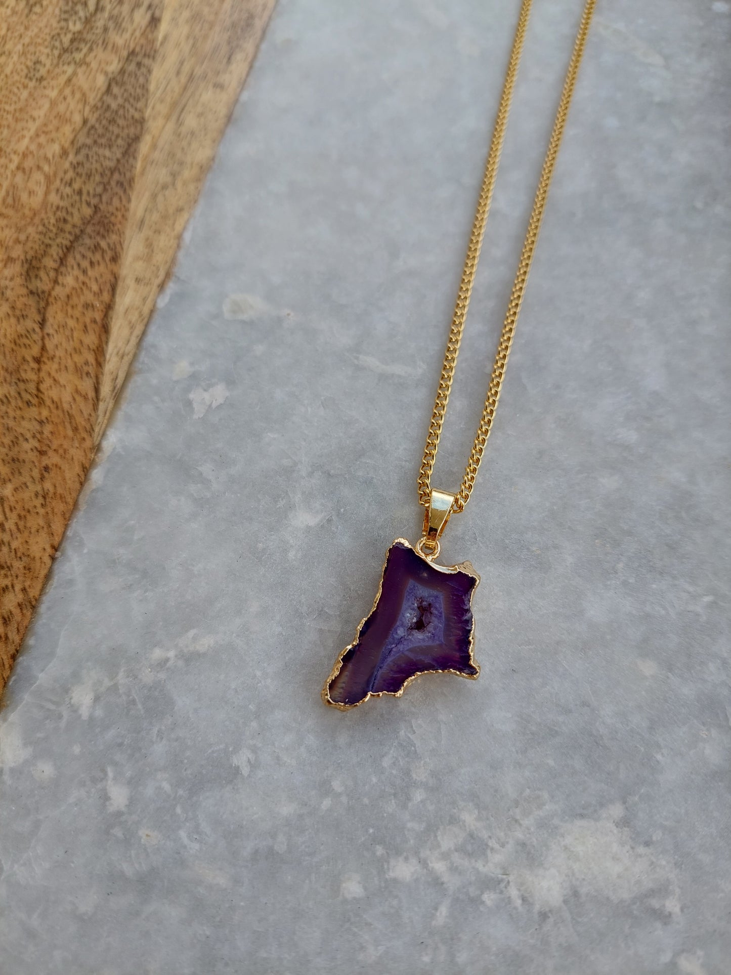 Purple Agate Pendant Necklace