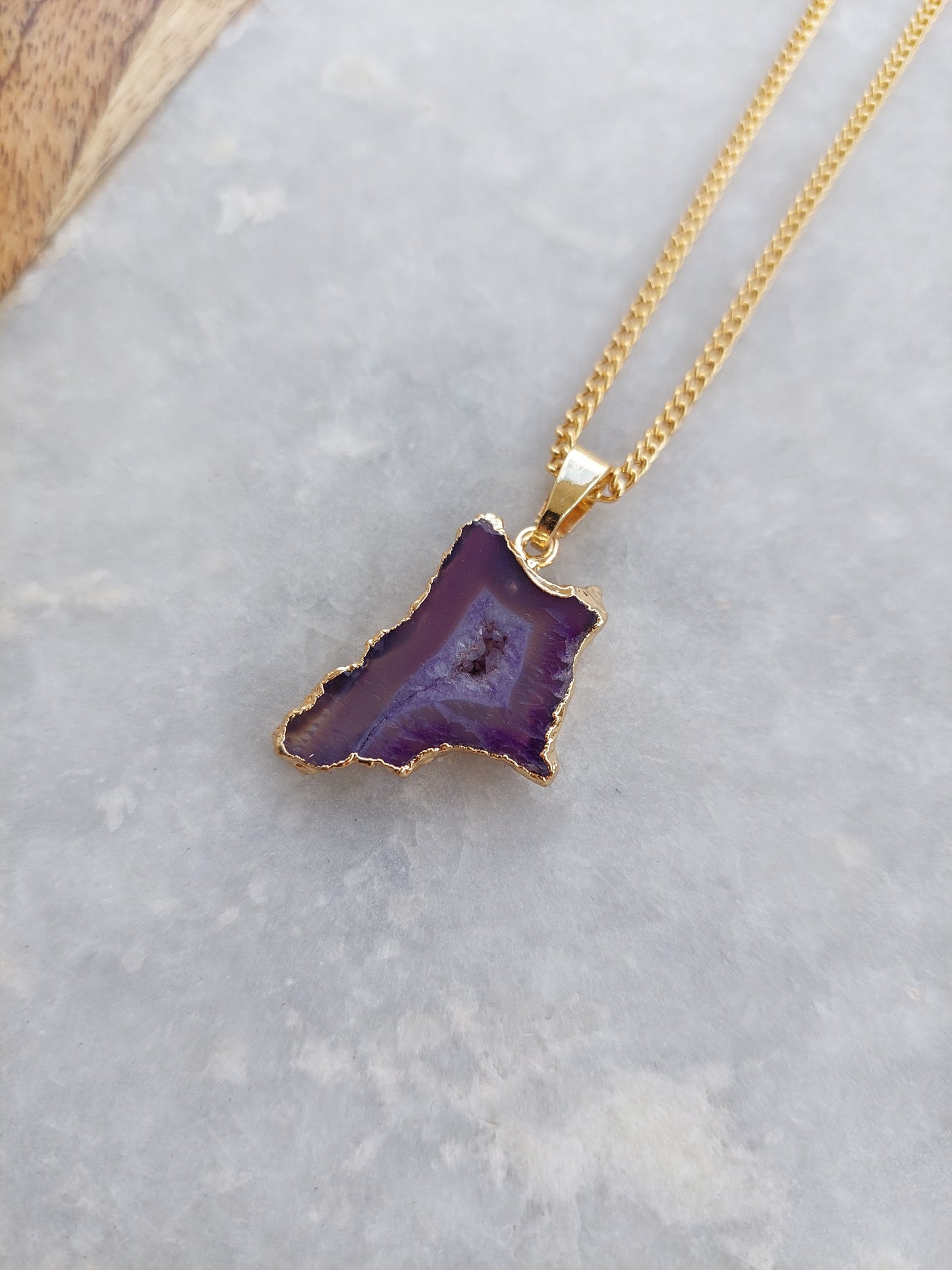 Purple Agate Pendant Necklace