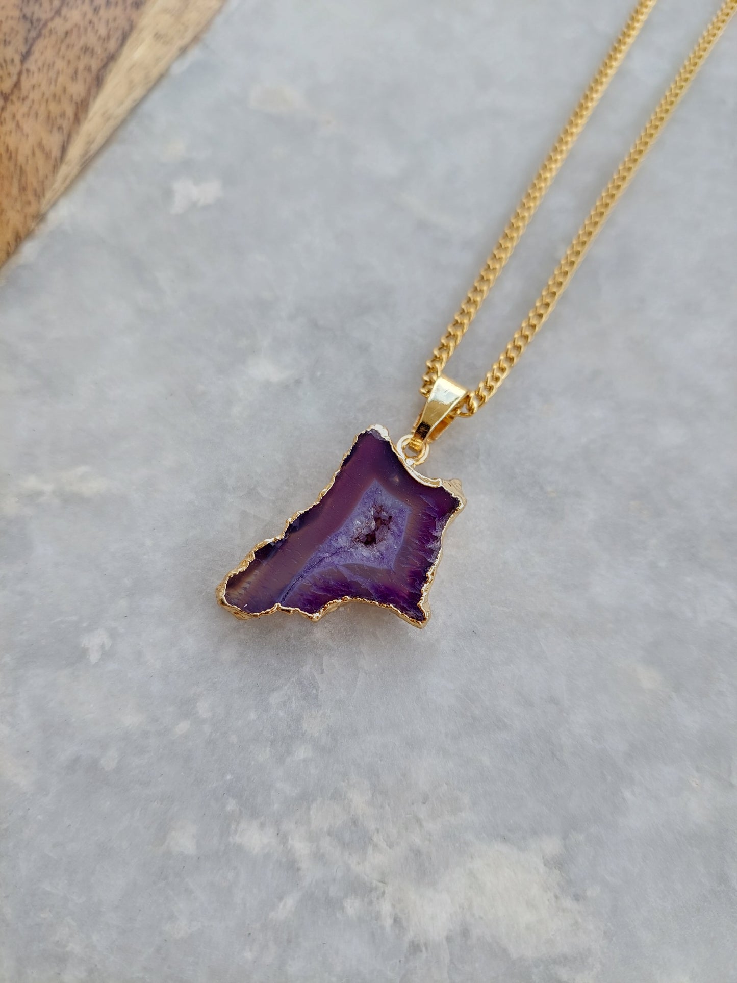 Purple Agate Pendant Necklace