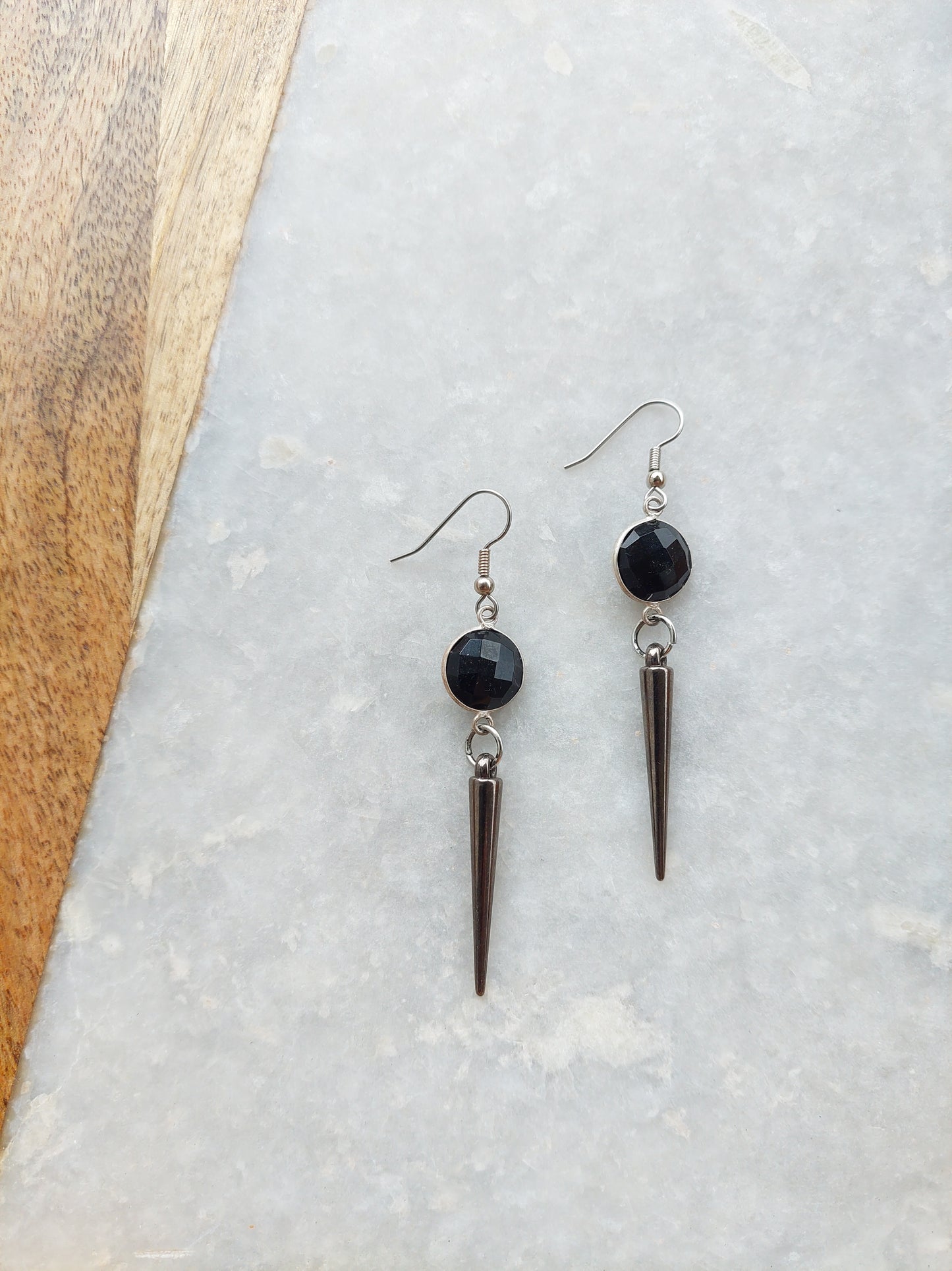 Black Onyx Spike Earrings