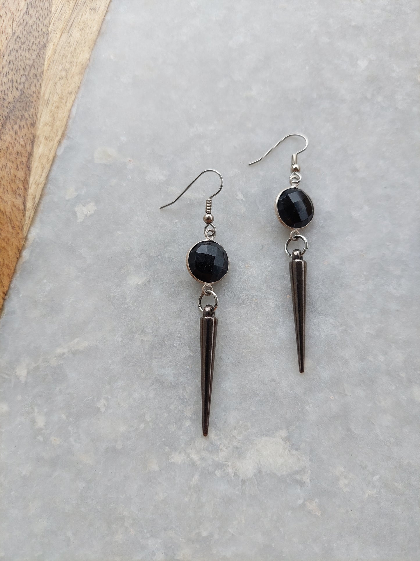 Black Onyx Spike Earrings