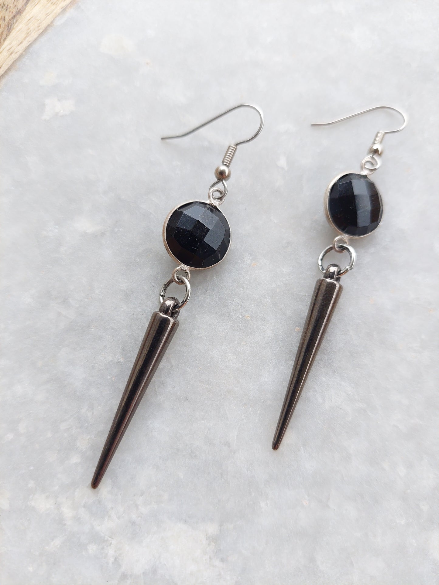 Black Onyx Spike Earrings
