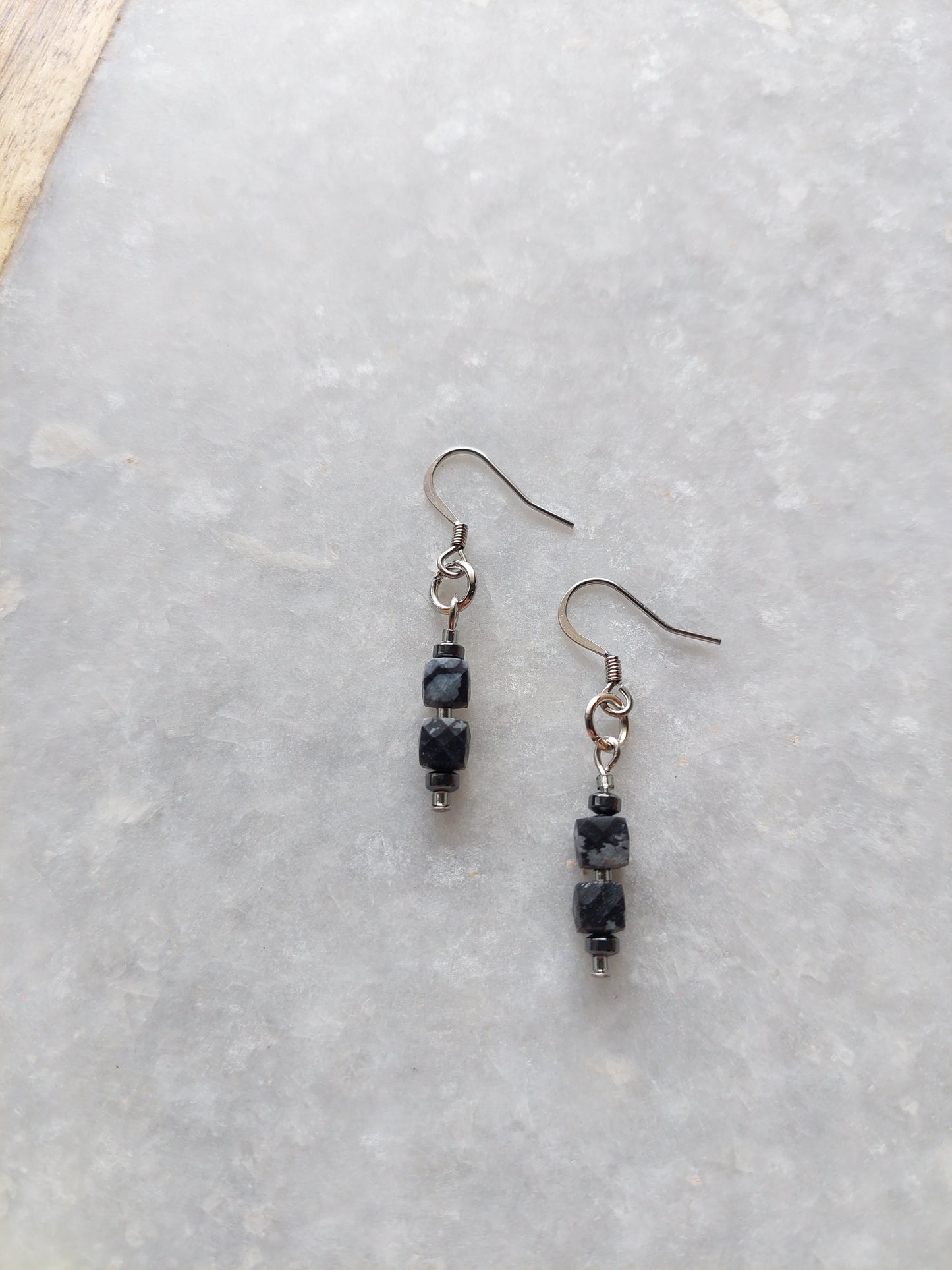 Snowflake Obsidian Earrings