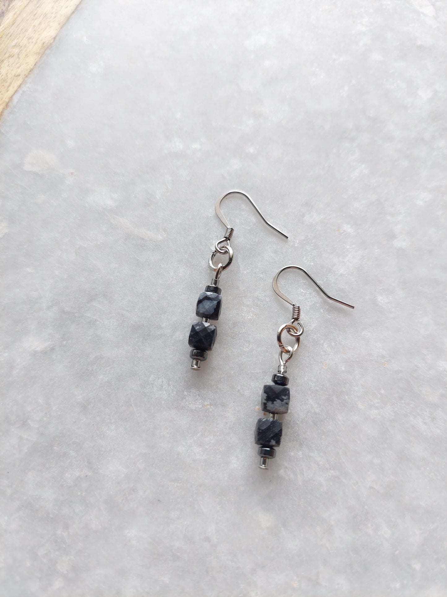 Snowflake Obsidian Earrings