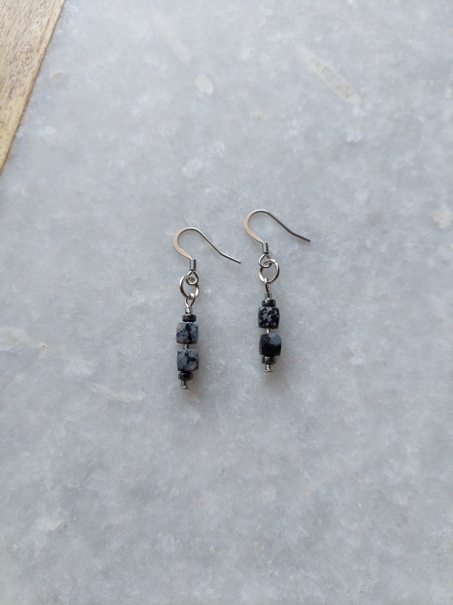 Snowflake Obsidian Earrings