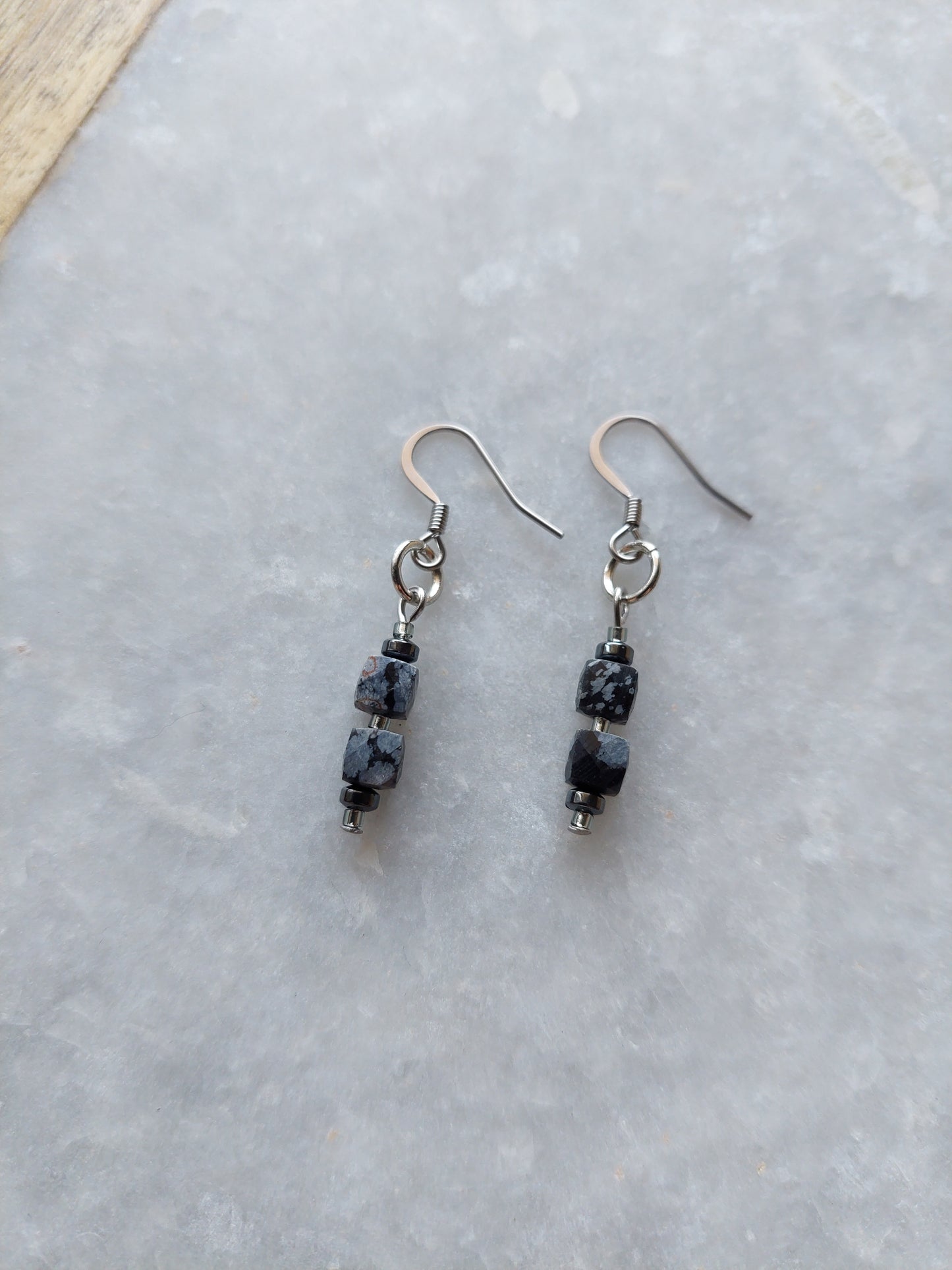 Snowflake Obsidian Earrings