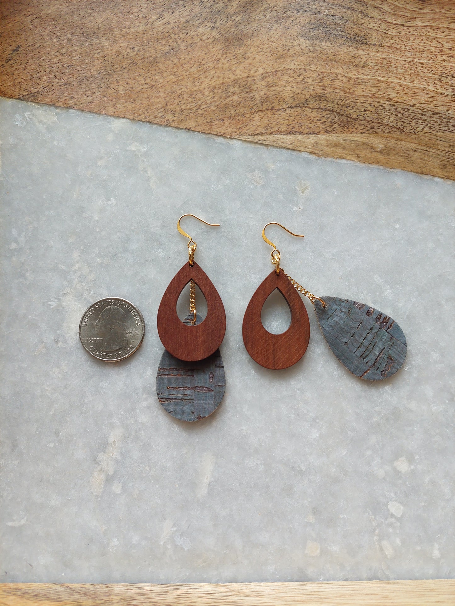 Cork and Wood Earrings