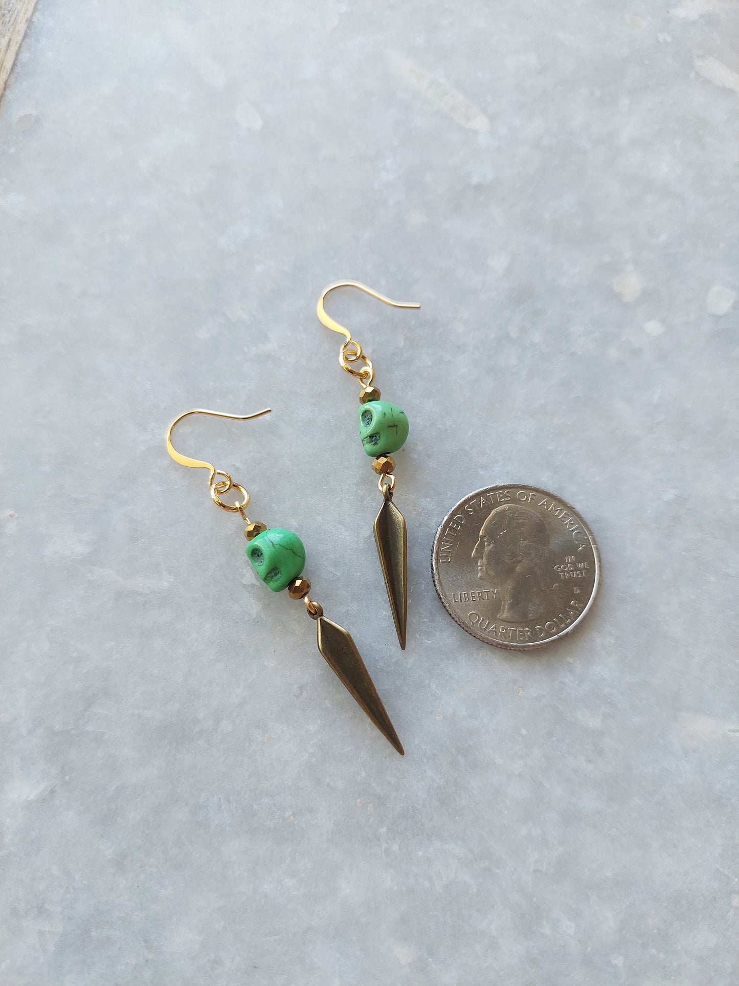 Stone Skull Earrings w/ Spike