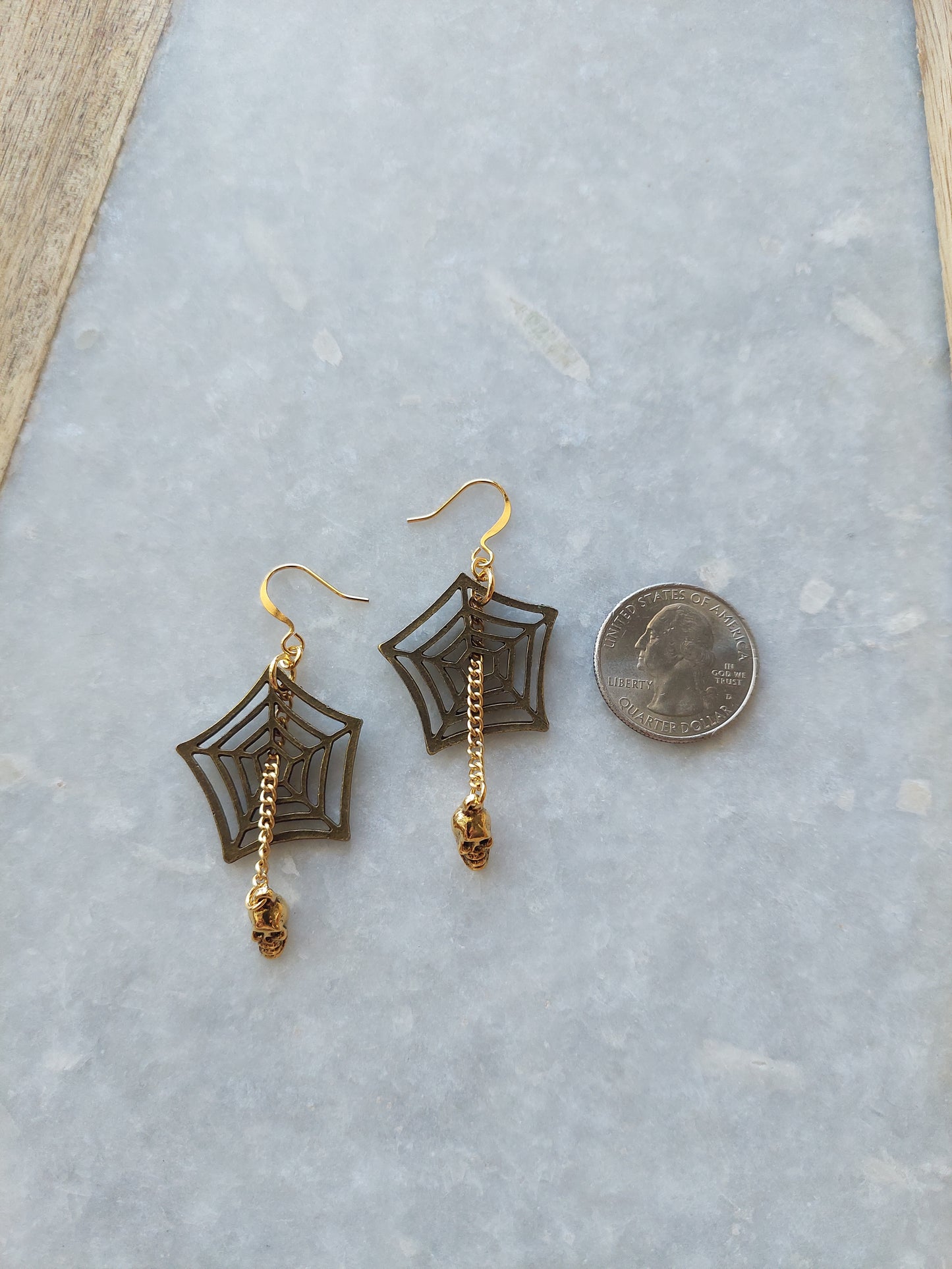 Spiderweb Earrings with Skull