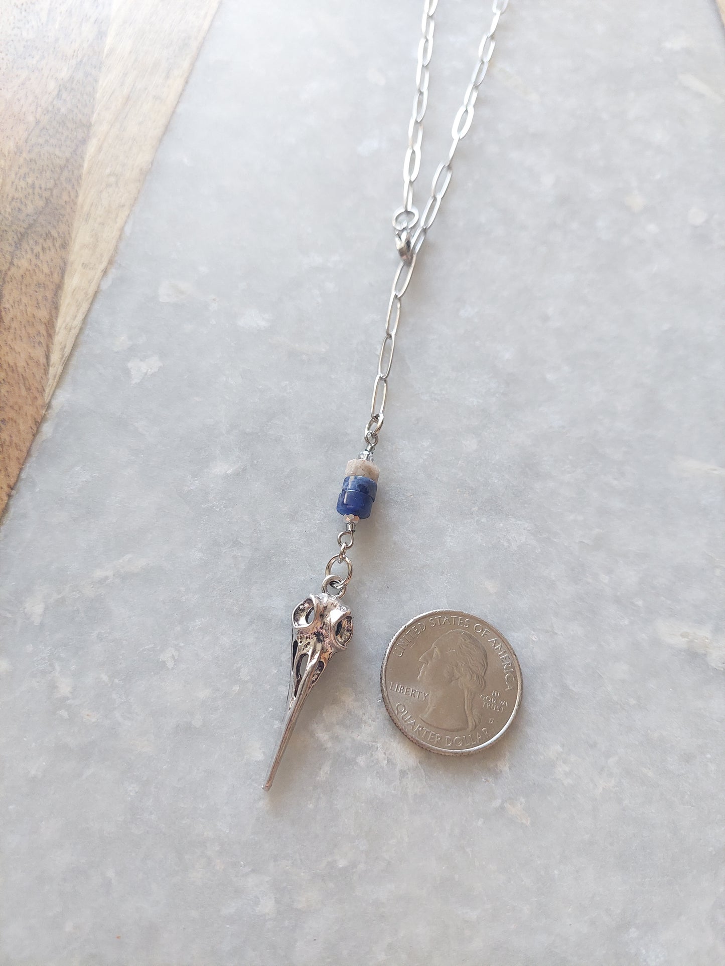 Adjustable Choker - Raven Skull w/ Lapis