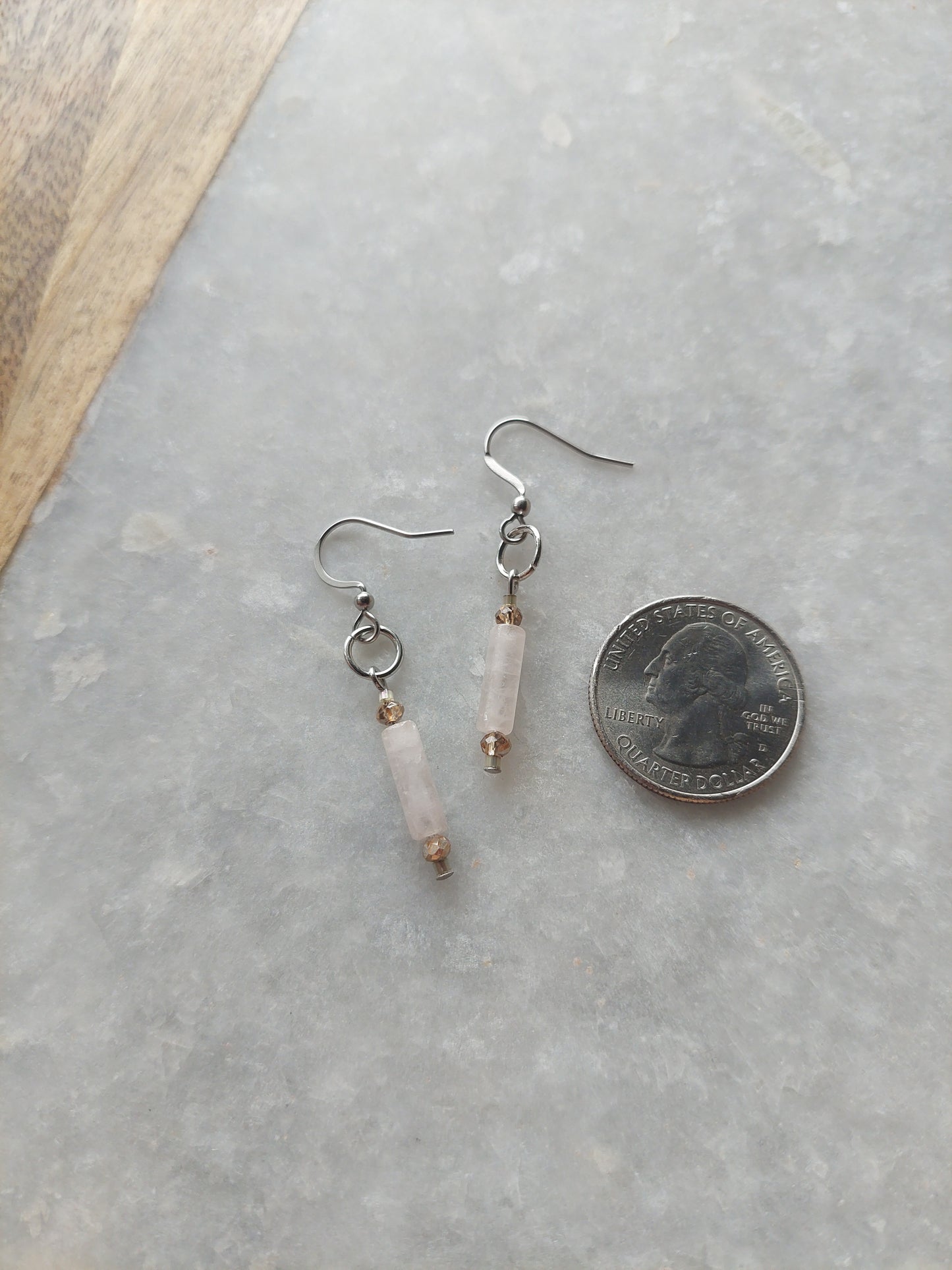Rose Quartz Tube Earrings
