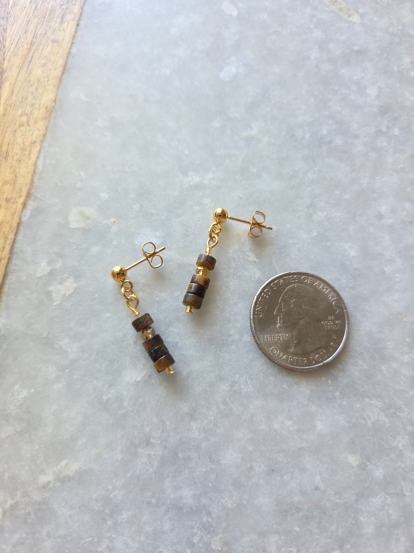Tiger's Eye Tube Earrings