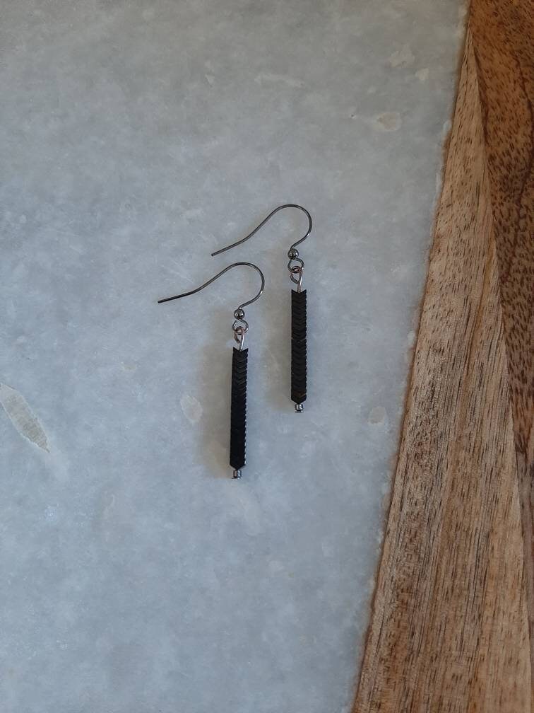 Chevron Earrings, Black Earrings, Black Jewelry, Gunmetal Earrings, Gunmetal Jewelry, Gothic Earrings, Gothic Jewelry, Gunmetal Accessories