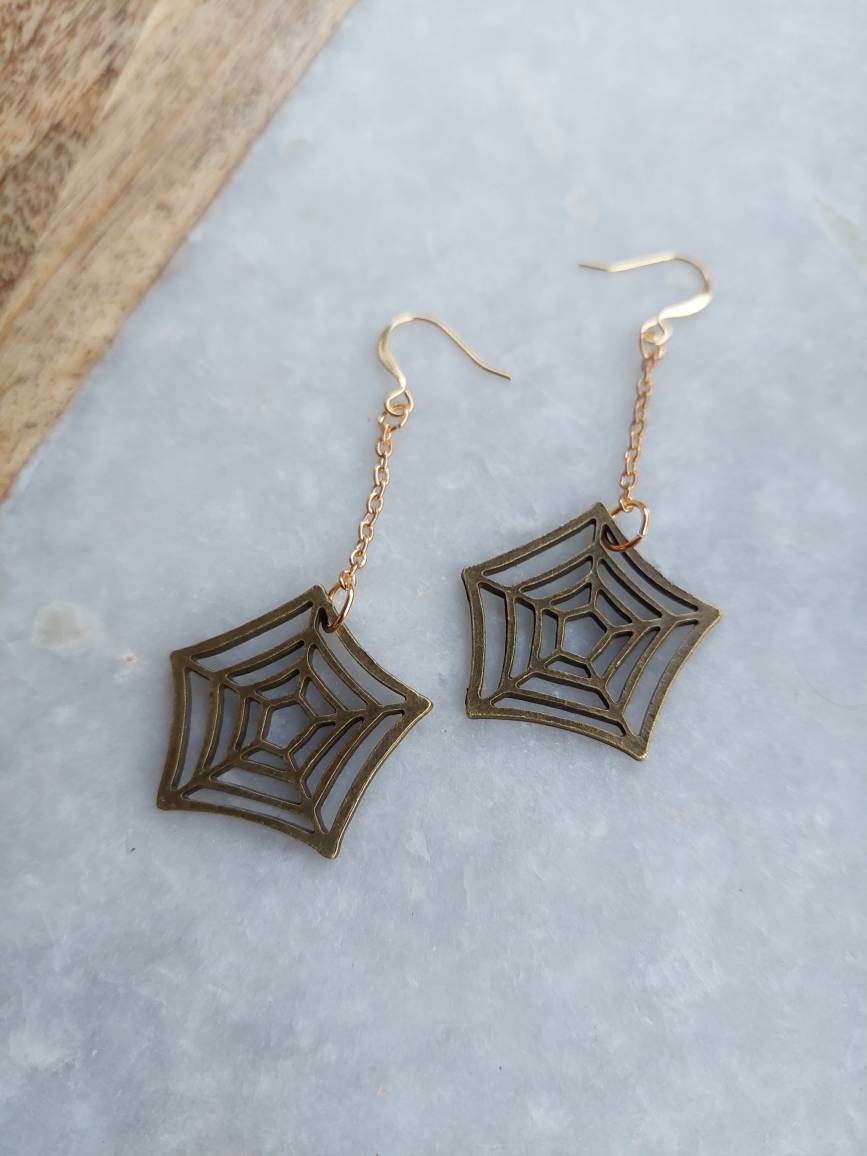 Spiderweb Earrings, Spiderweb Jewelry, Halloween Earrings, Halloween Jewelry, Halloween Costume, Costume Jewelry, Gothic Earrings