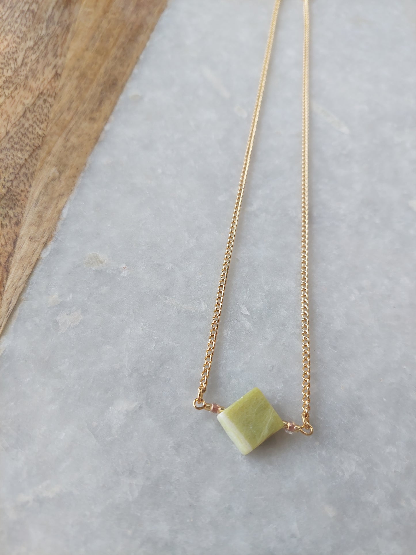 Green Jade Bar Necklace