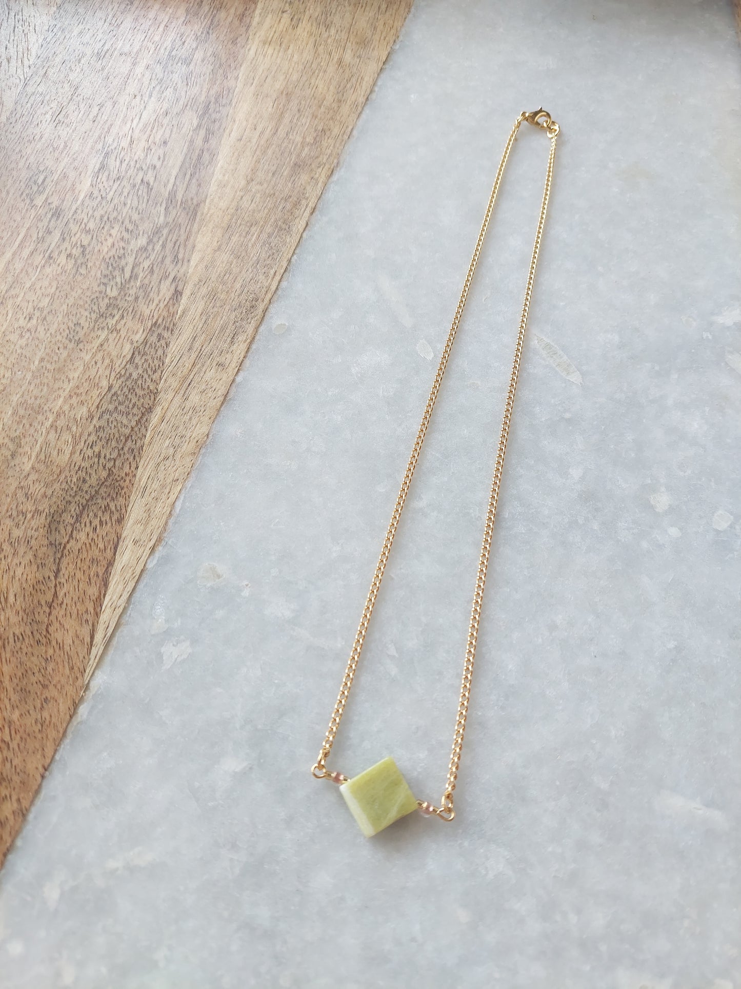 Green Jade Bar Necklace