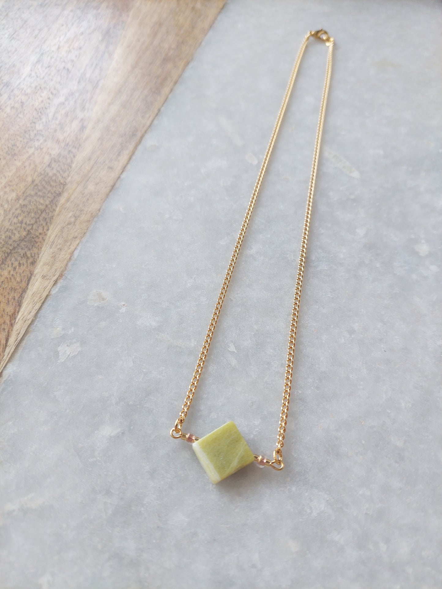 Green Jade Bar Necklace