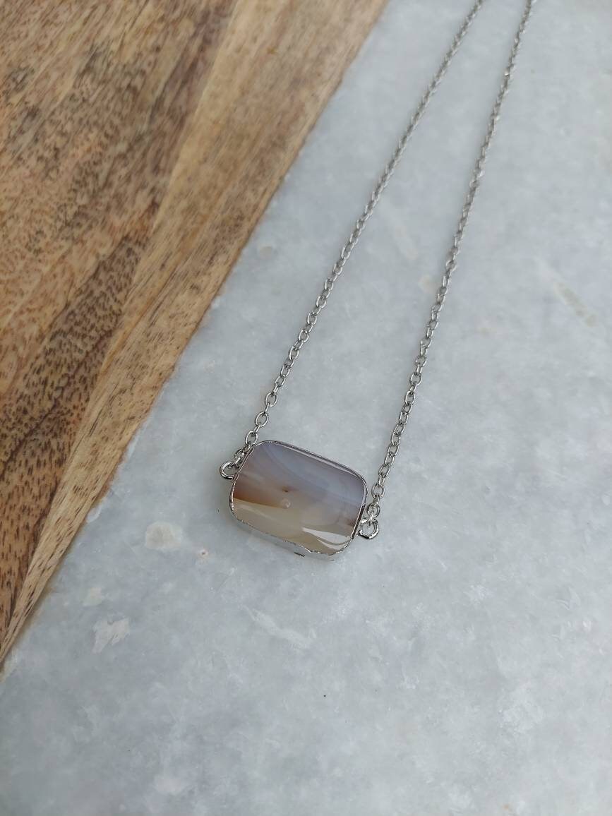 Natural Agate Necklace, Agate Jewelry, Agate Necklace, Agate Link, Spring Necklace, Spring Accessories