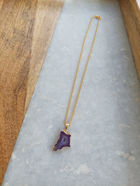 Purple Agate Pendant Necklace