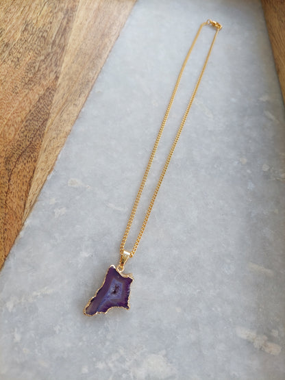 Purple Agate Pendant Necklace