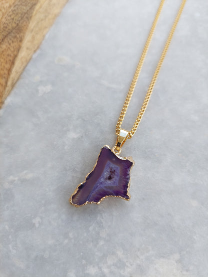 Purple Agate Pendant Necklace