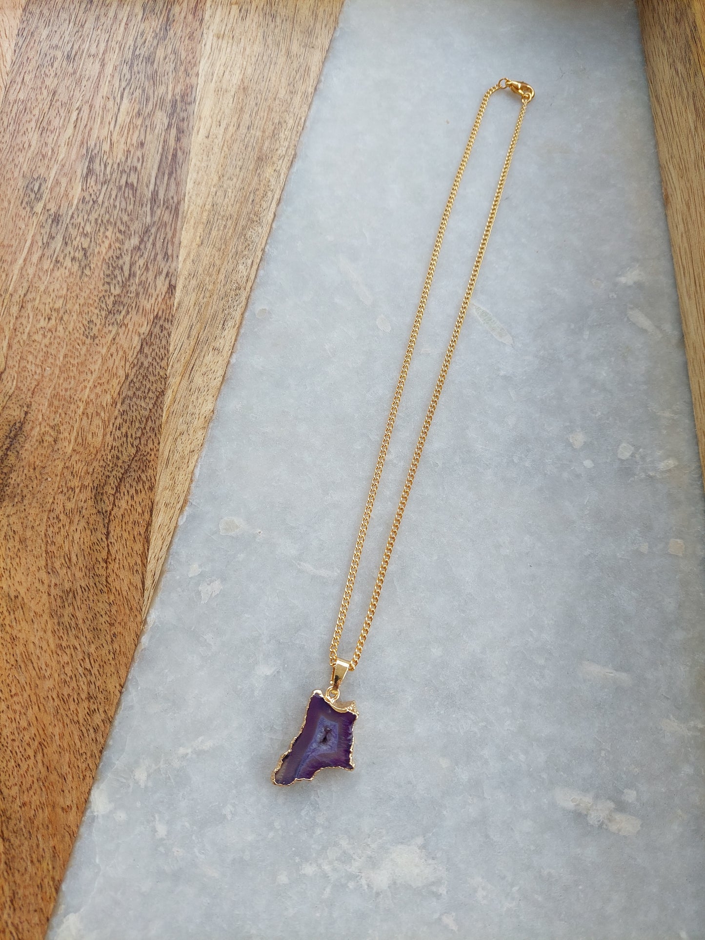 Purple Agate Pendant Necklace