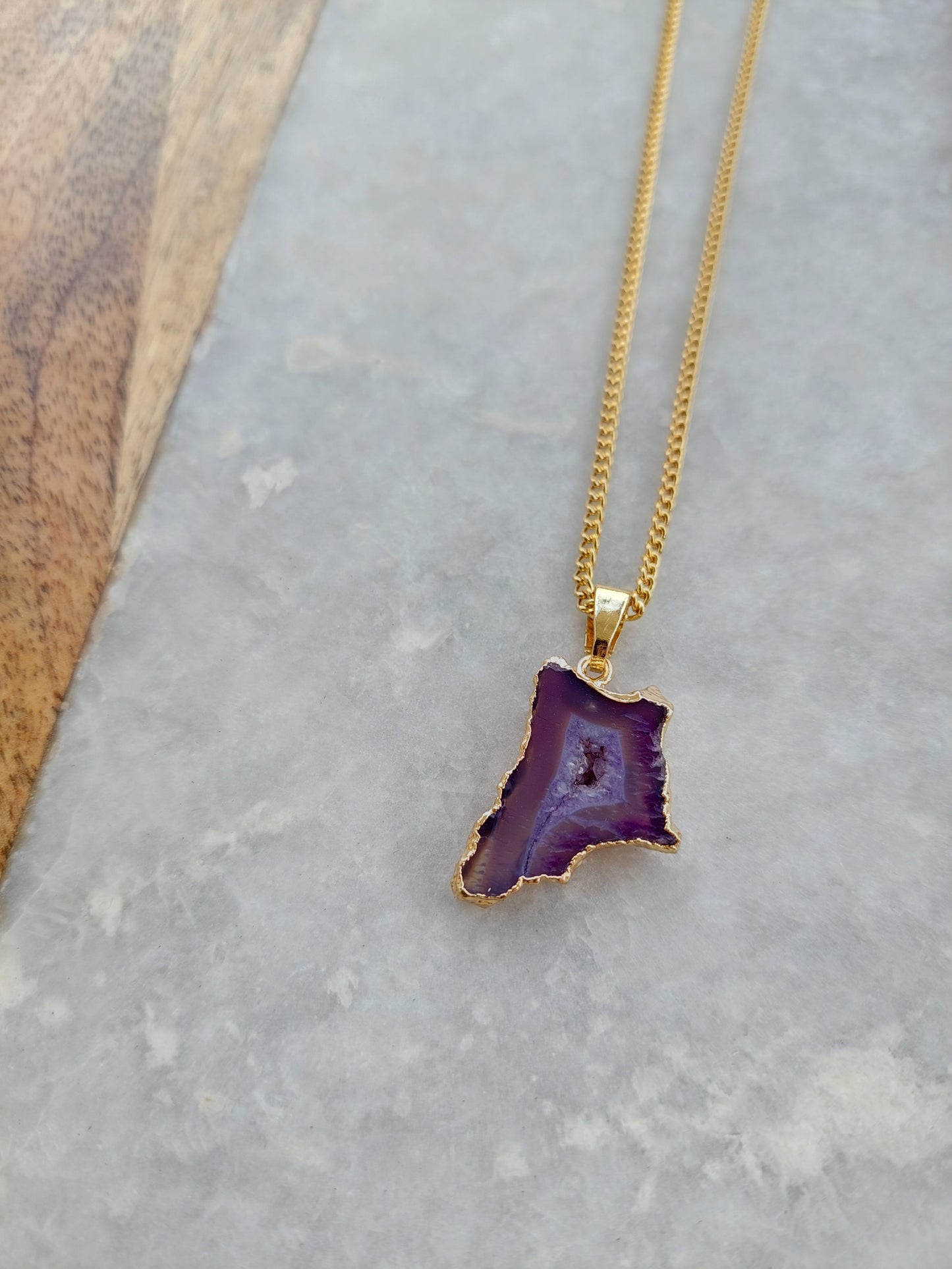 Purple Agate Pendant Necklace