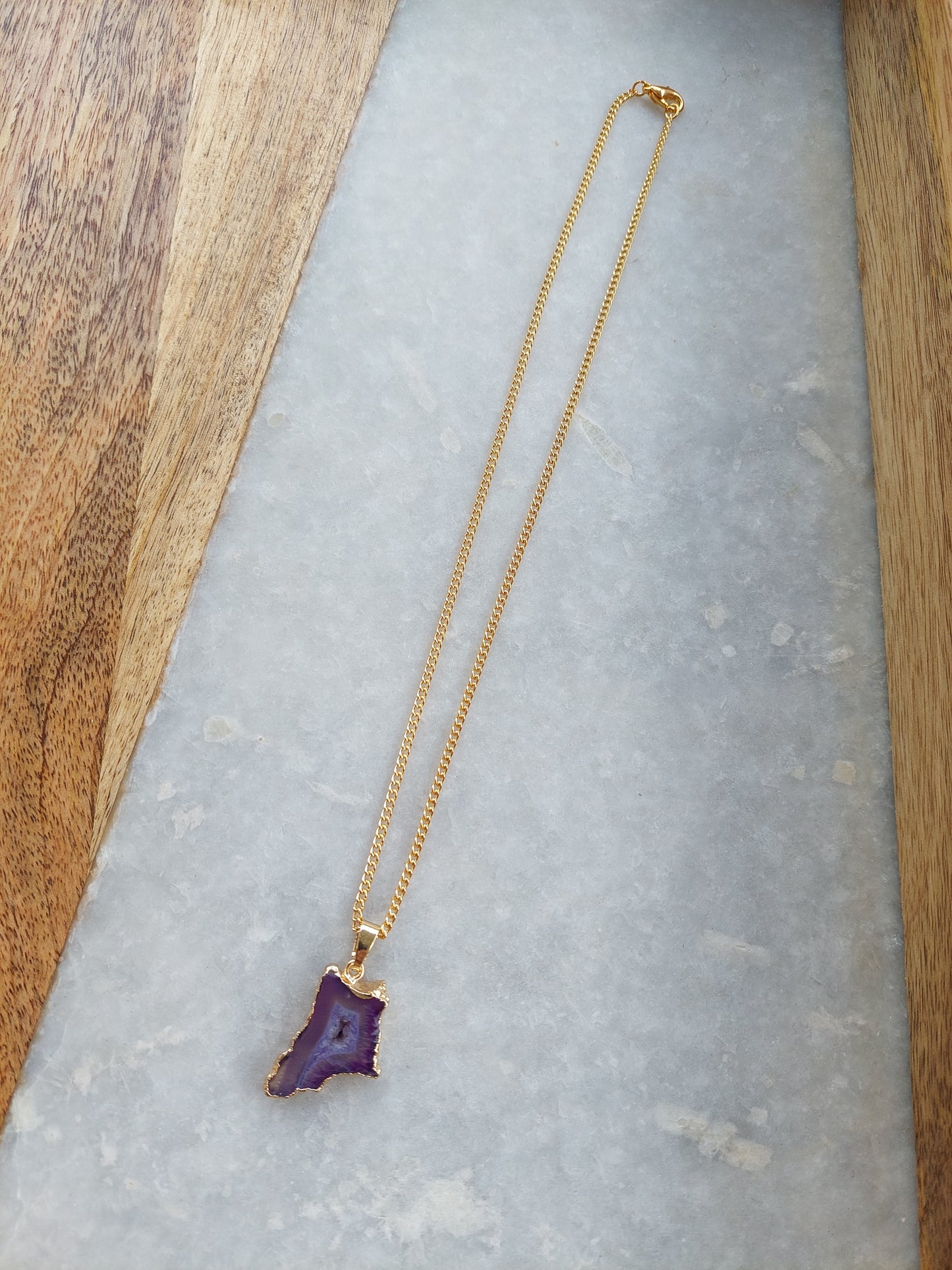 Purple Agate Pendant Necklace