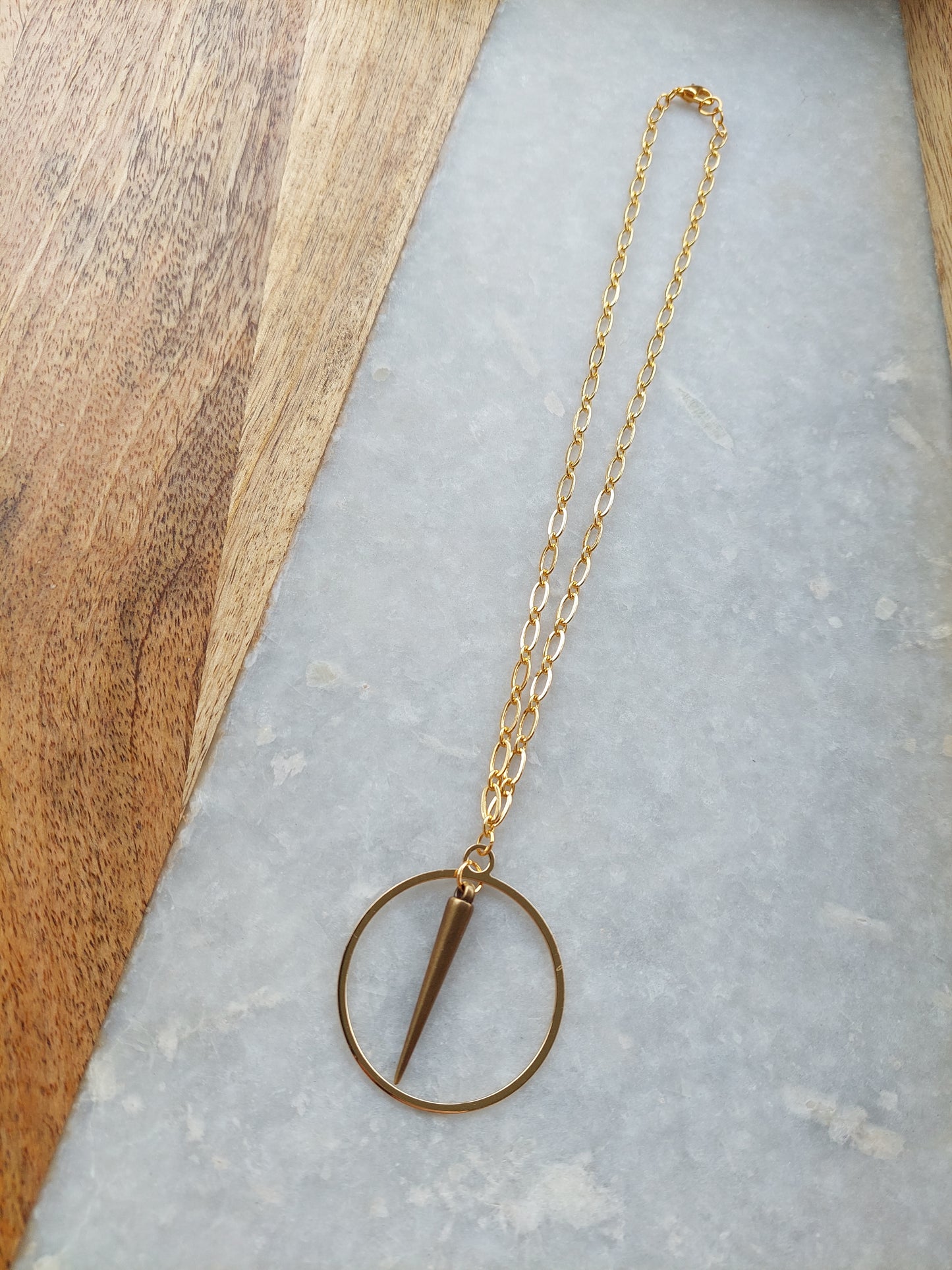 Gold Hoop with Spike Necklace