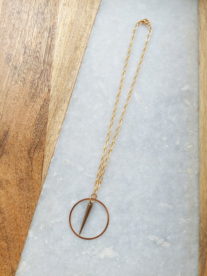 Gold Hoop with Spike Necklace