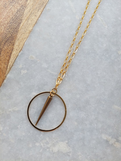 Gold Hoop with Spike Necklace