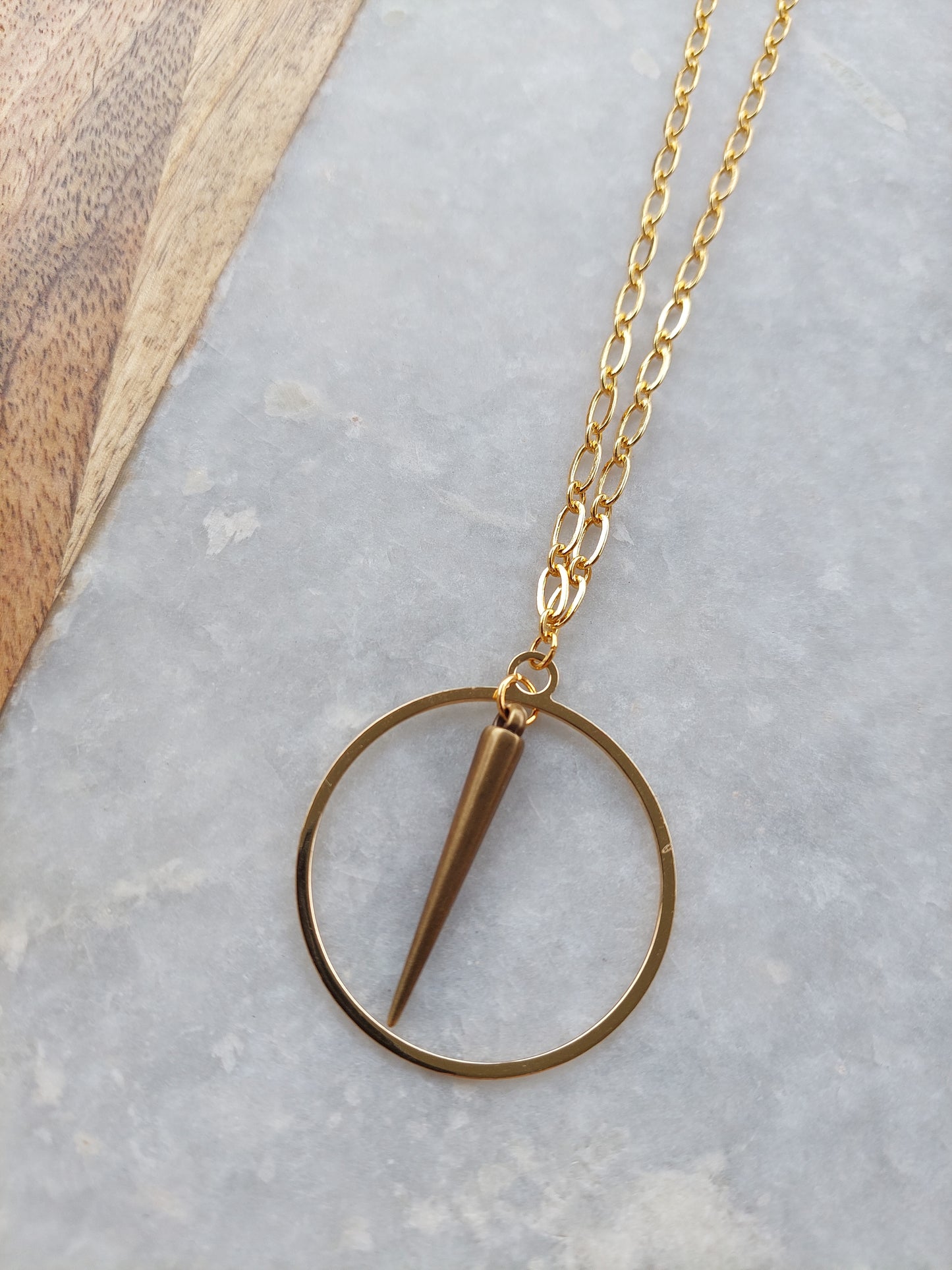 Gold Hoop with Spike Necklace