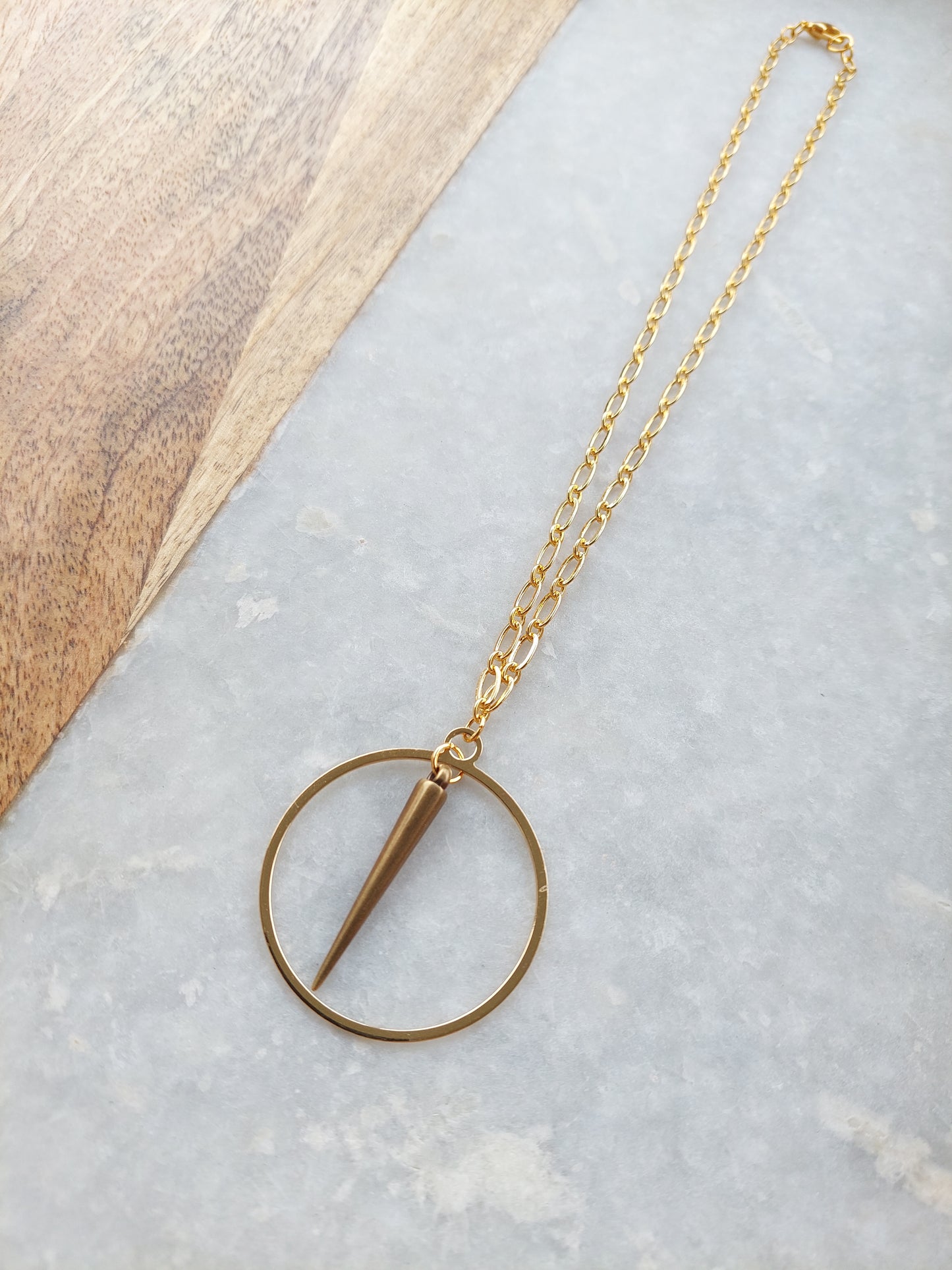 Gold Hoop with Spike Necklace