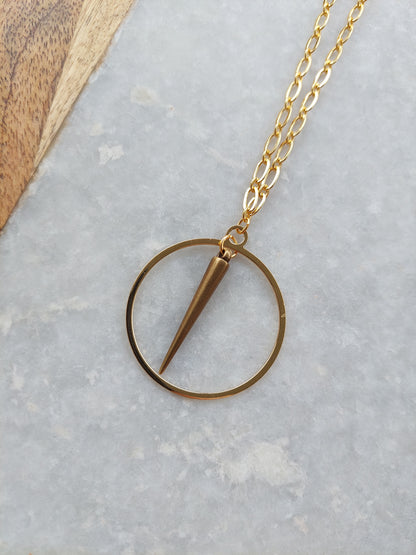 Gold Hoop with Spike Necklace