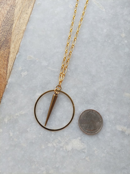 Gold Hoop with Spike Necklace