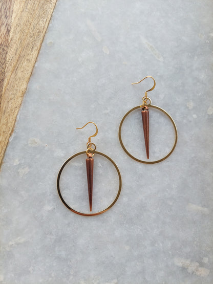 Gold Spike Hoop Earrings