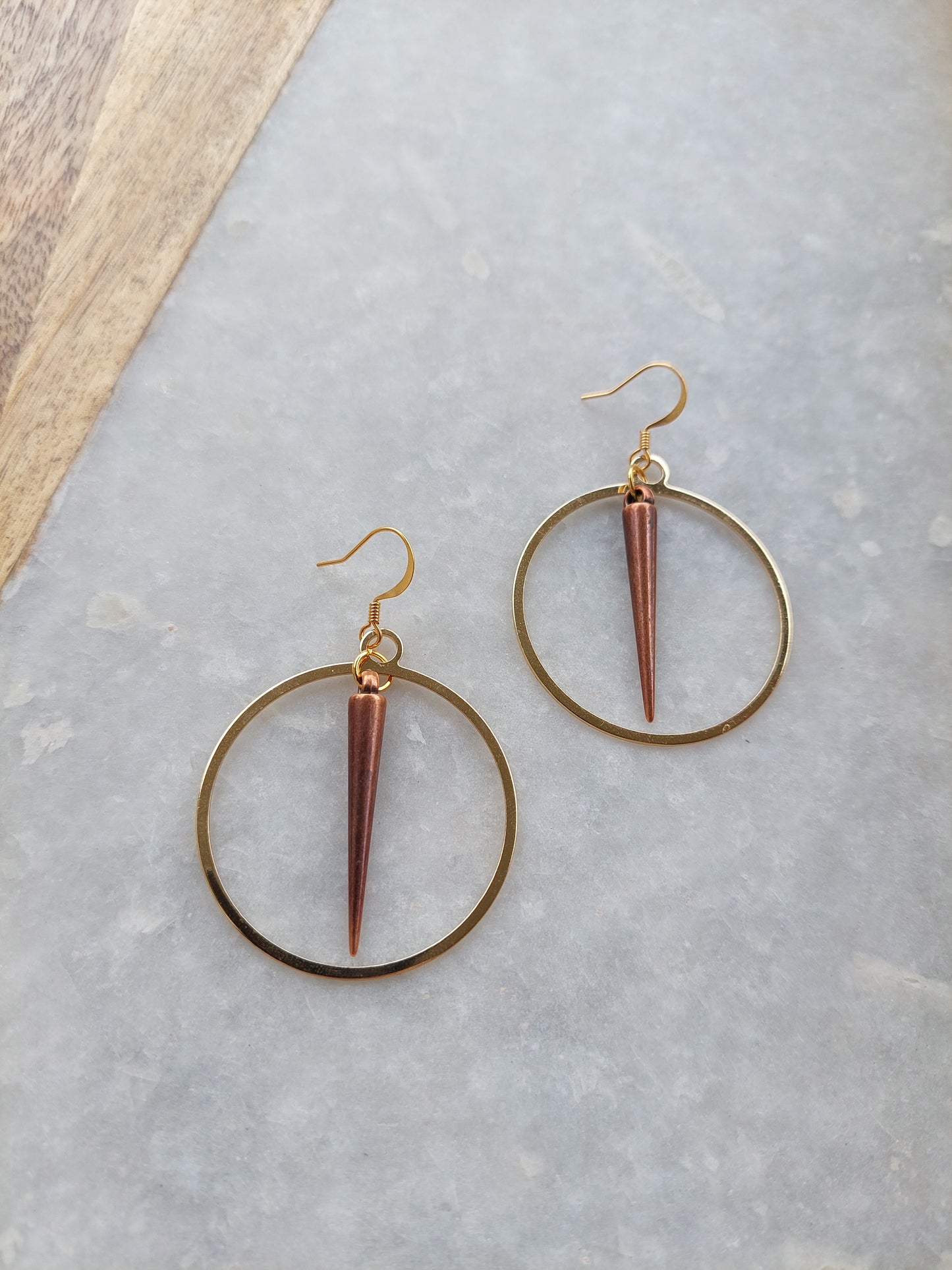 Gold Spike Hoop Earrings