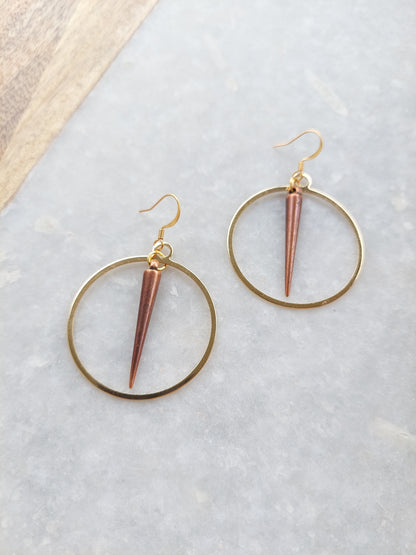 Gold Spike Hoop Earrings