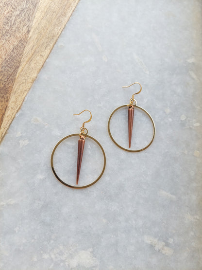 Gold Spike Hoop Earrings