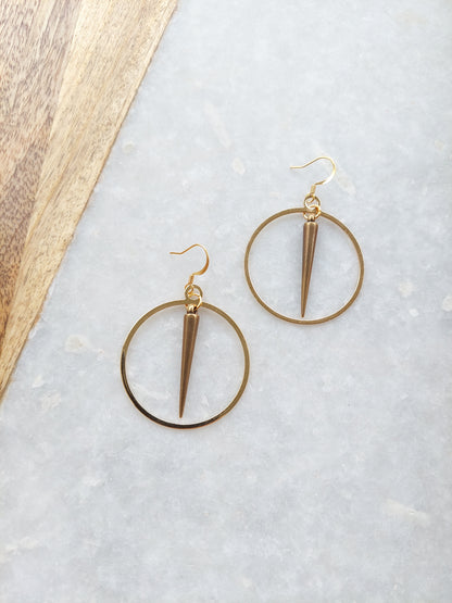 Gold Spike Hoop Earrings