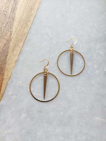 Gold Spike Hoop Earrings