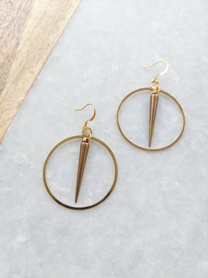 Gunmetal Spike Hoop Earrings