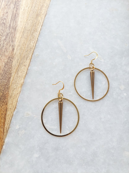 Gold Spike Hoop Earrings