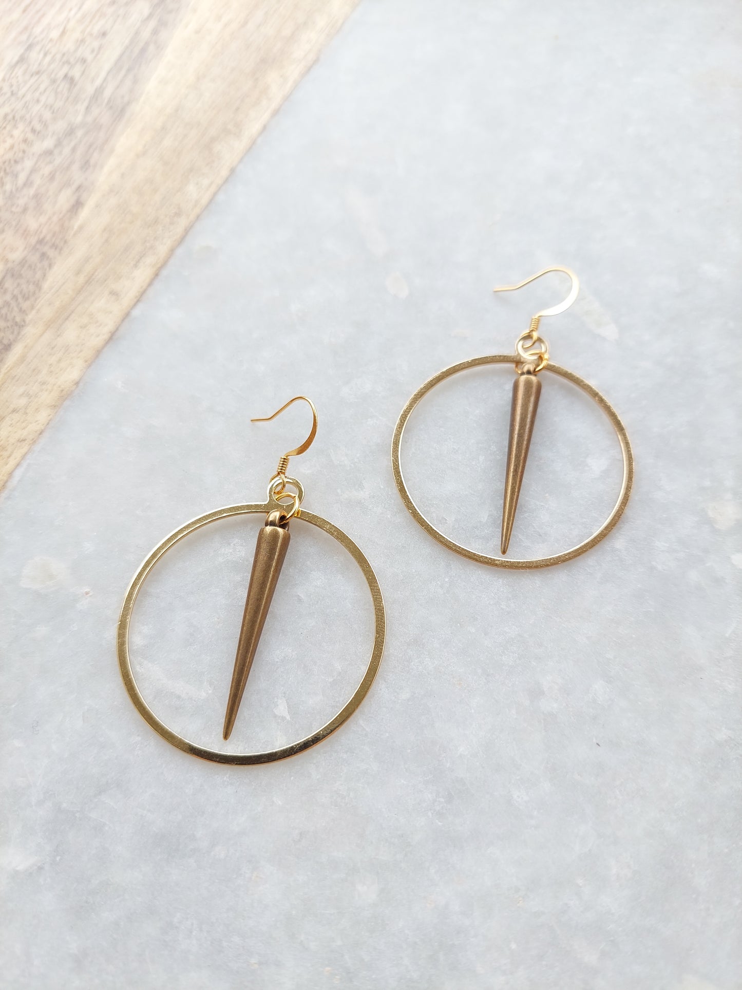 Gold Spike Hoop Earrings