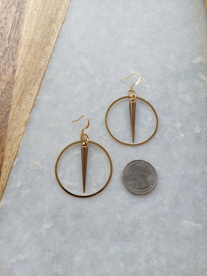 Gold Spike Hoop Earrings