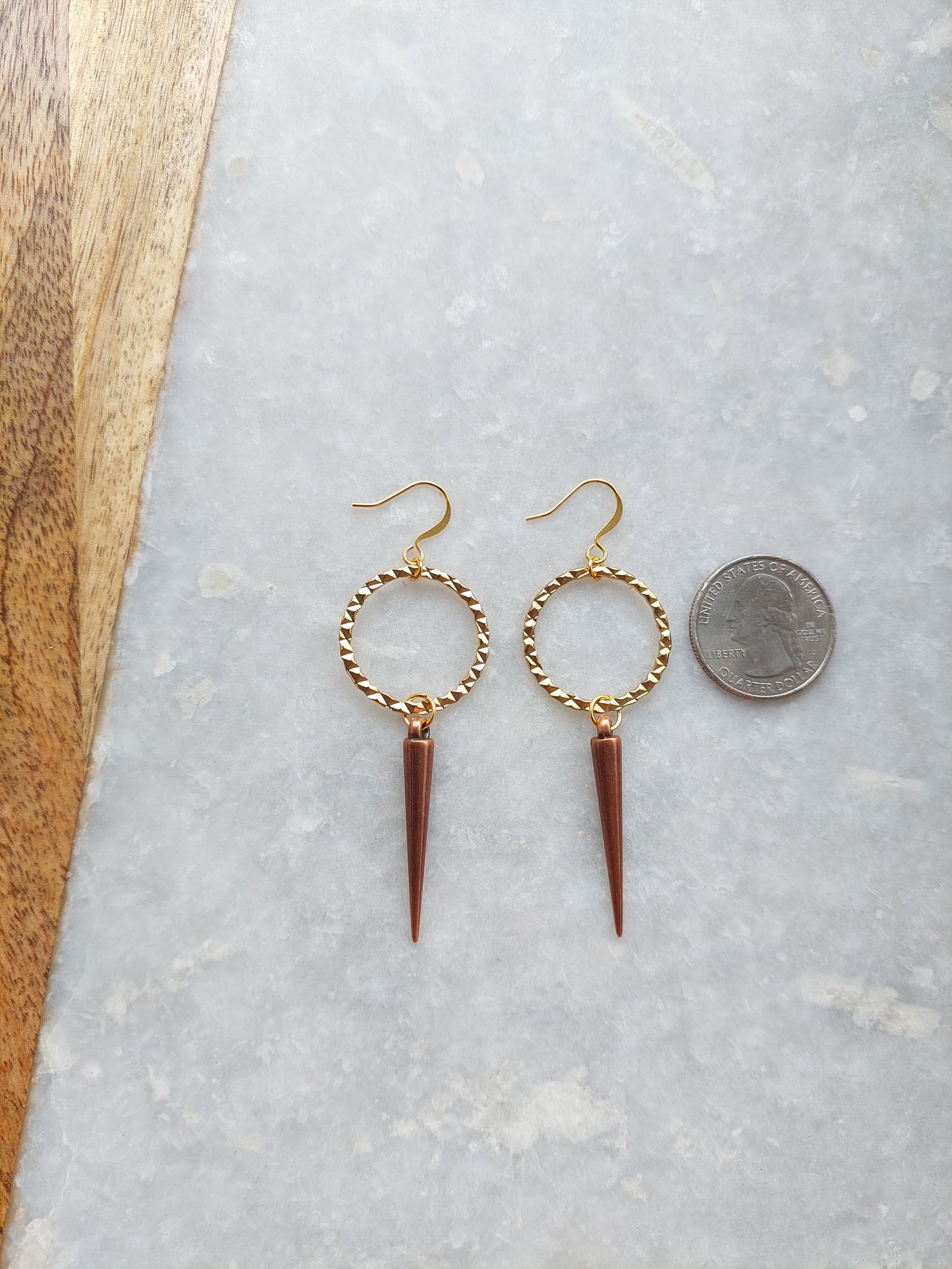 Spike Earrings with Textured Hoop