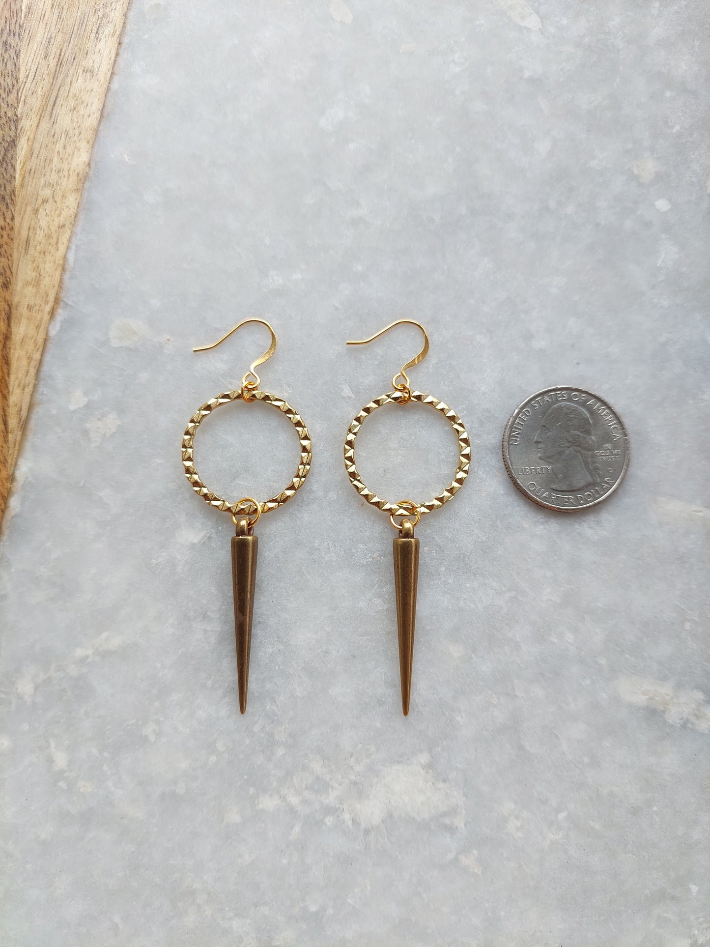 Spike Earrings with Textured Hoop