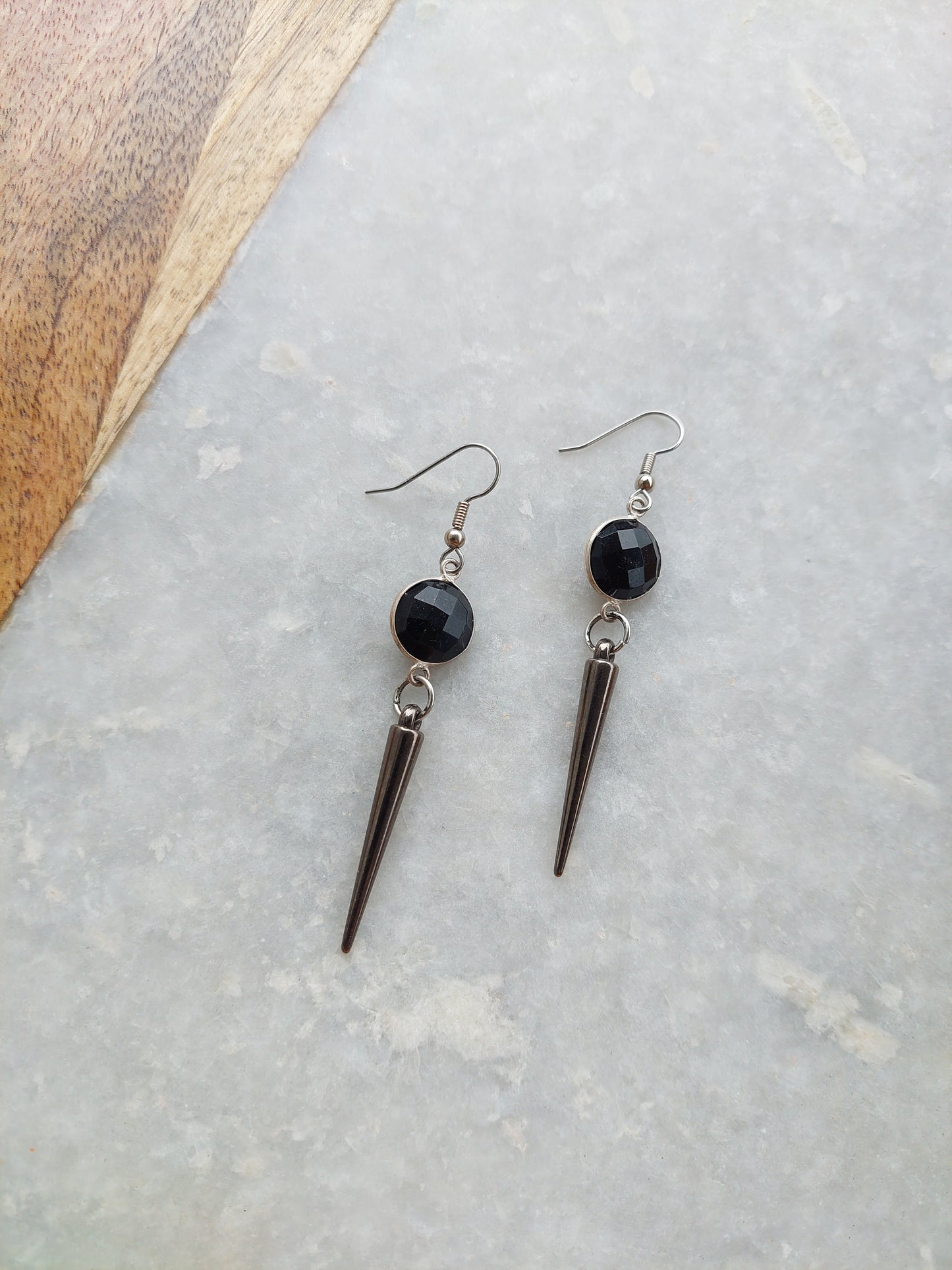 Black Onyx Spike Earrings