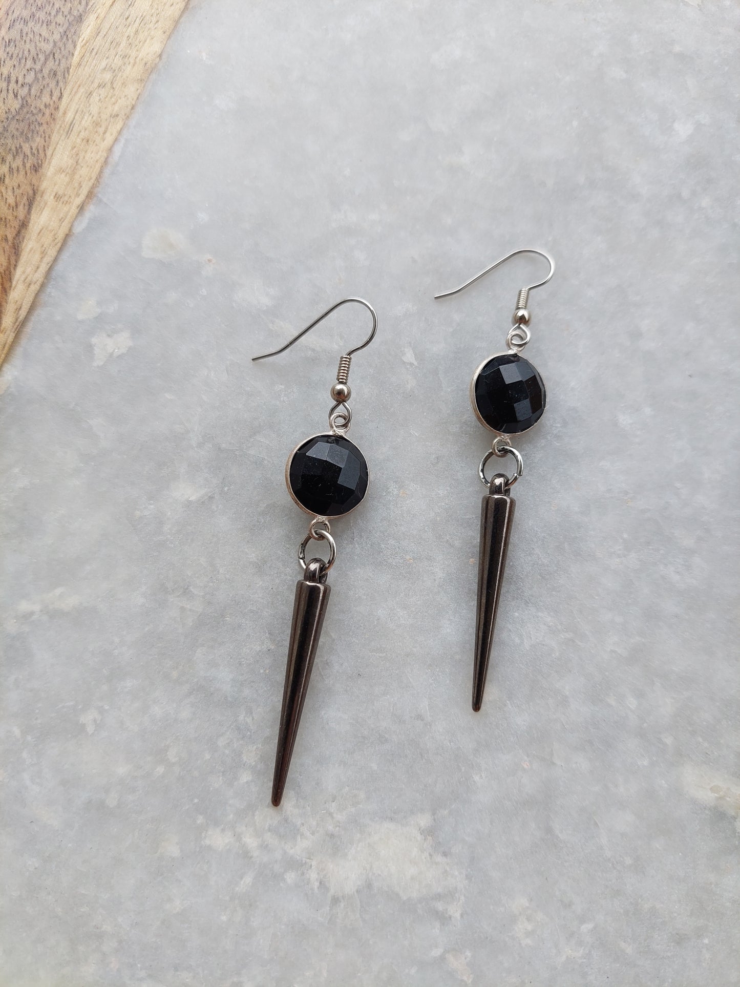 Black Onyx Spike Earrings