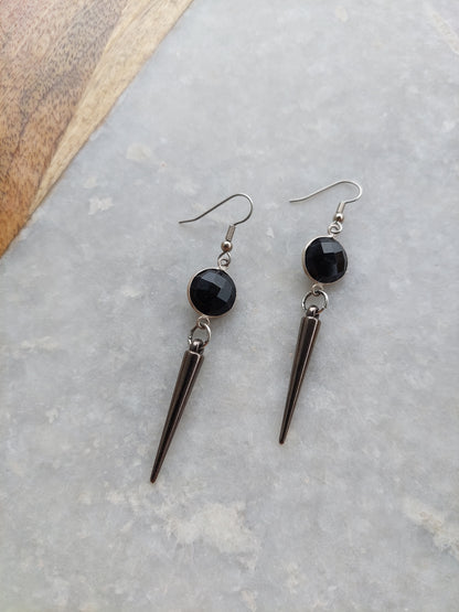 Black Onyx Spike Earrings